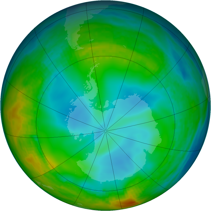 Antarctic ozone map for 03 July 1982